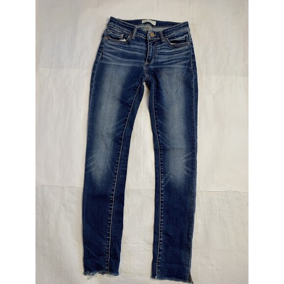 BKE Jeans Womens 26 Blue Stella Slim Fit Low Rise Skinny Raw Hem Y2K Preppy - Picture 1 of 8